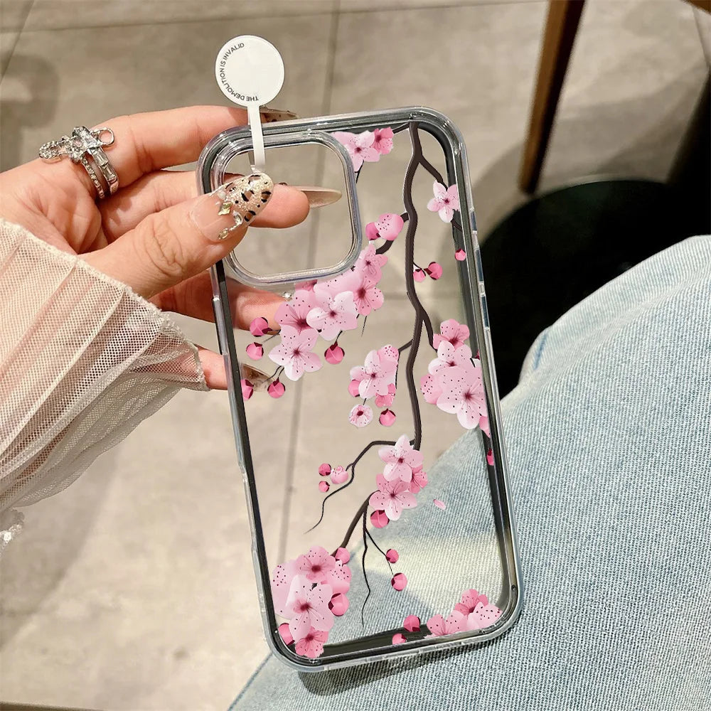 2-in-1 Candy Color Floral Phone Case for iPhone 17, 16, 15, 14, 13, 12 & 11 Pro Max | Soft TPU Clear Protective Cover