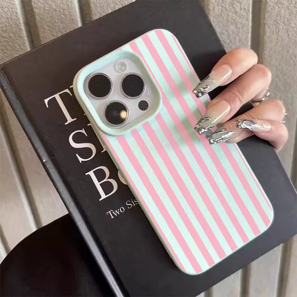 Colorful Striped Phone Case for iPhone 17, 16, 15, 14, 13, 12 & 11 Pro Max | Minimalist Shockproof Soft Cover