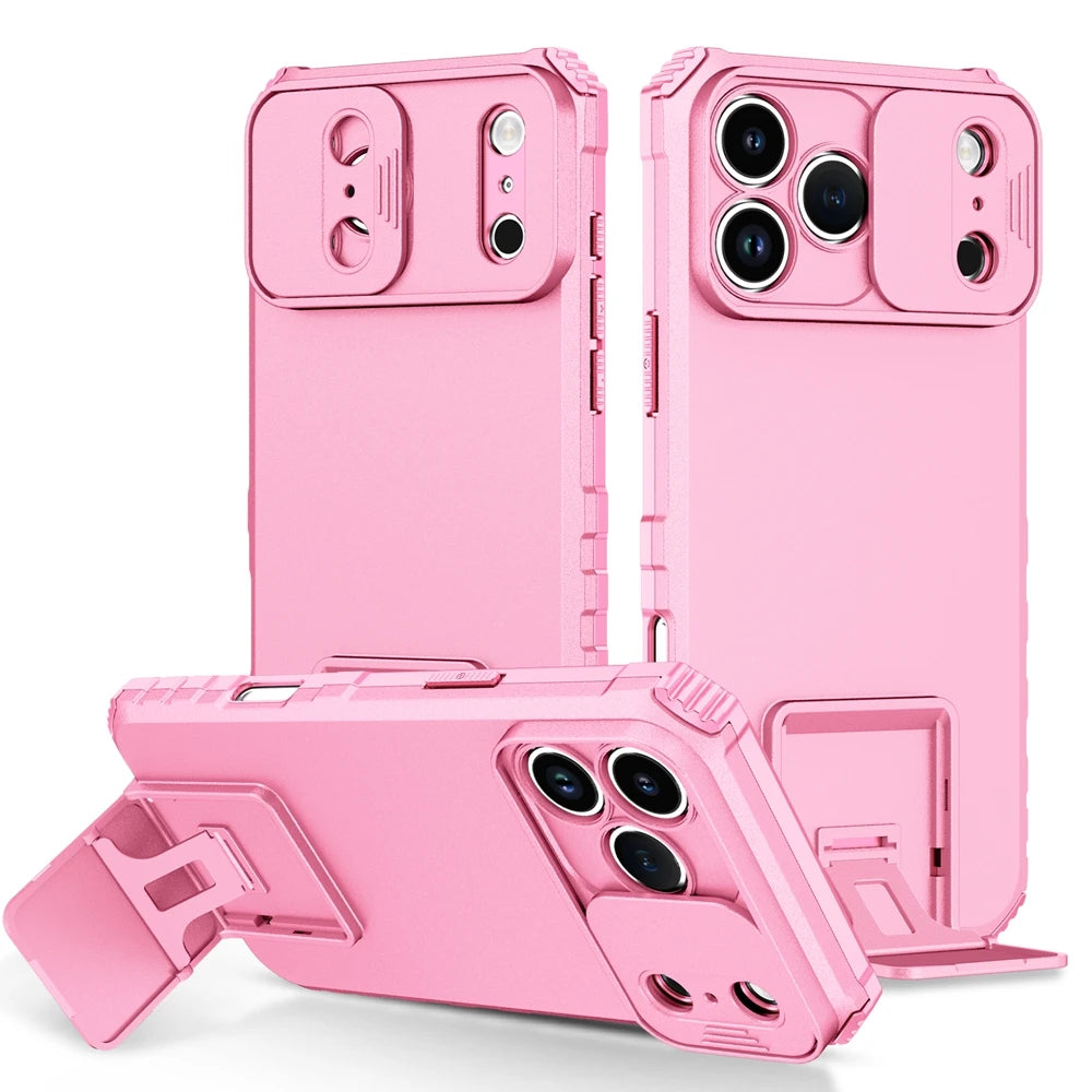 Slide Camera Cover Phone Case for iPhone 17 Air, 17 Plus & 17 Pro Max | Shockproof Armor Case with Kickstand