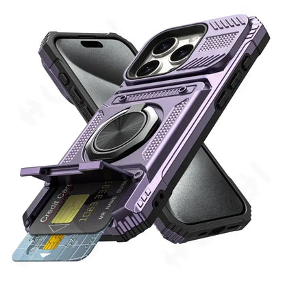 Magnetic Wallet Phone Case for iPhone 16, 