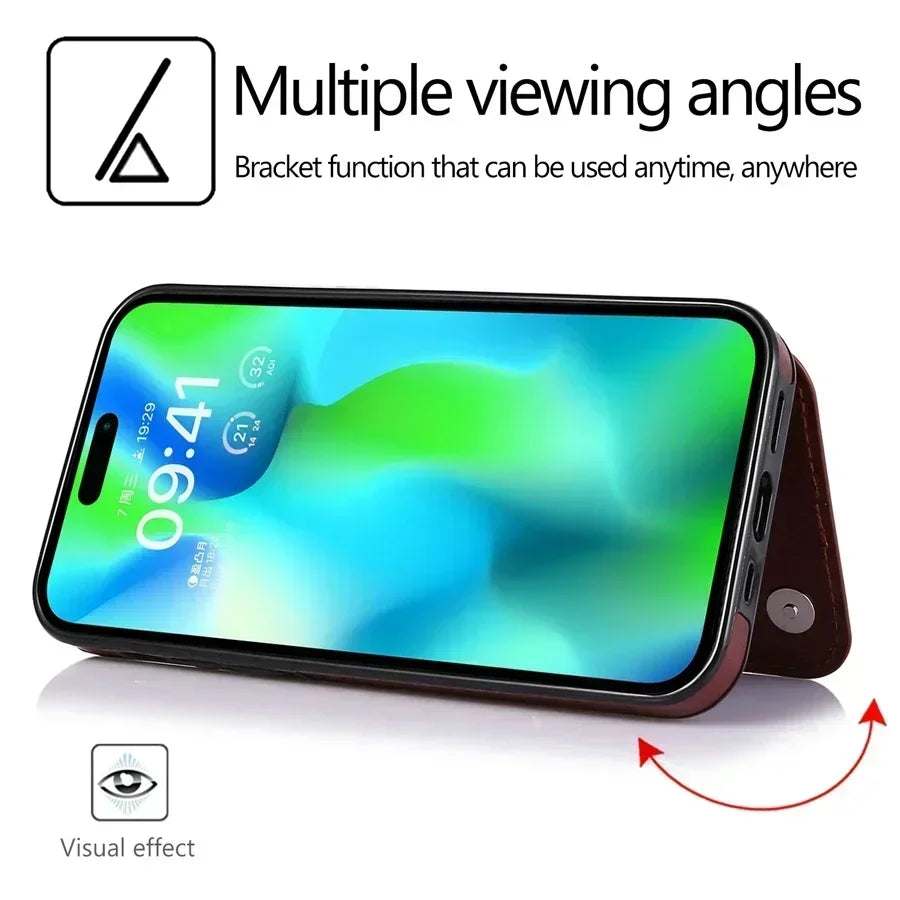 Leather Wallet Phone Case for iPhone 16e