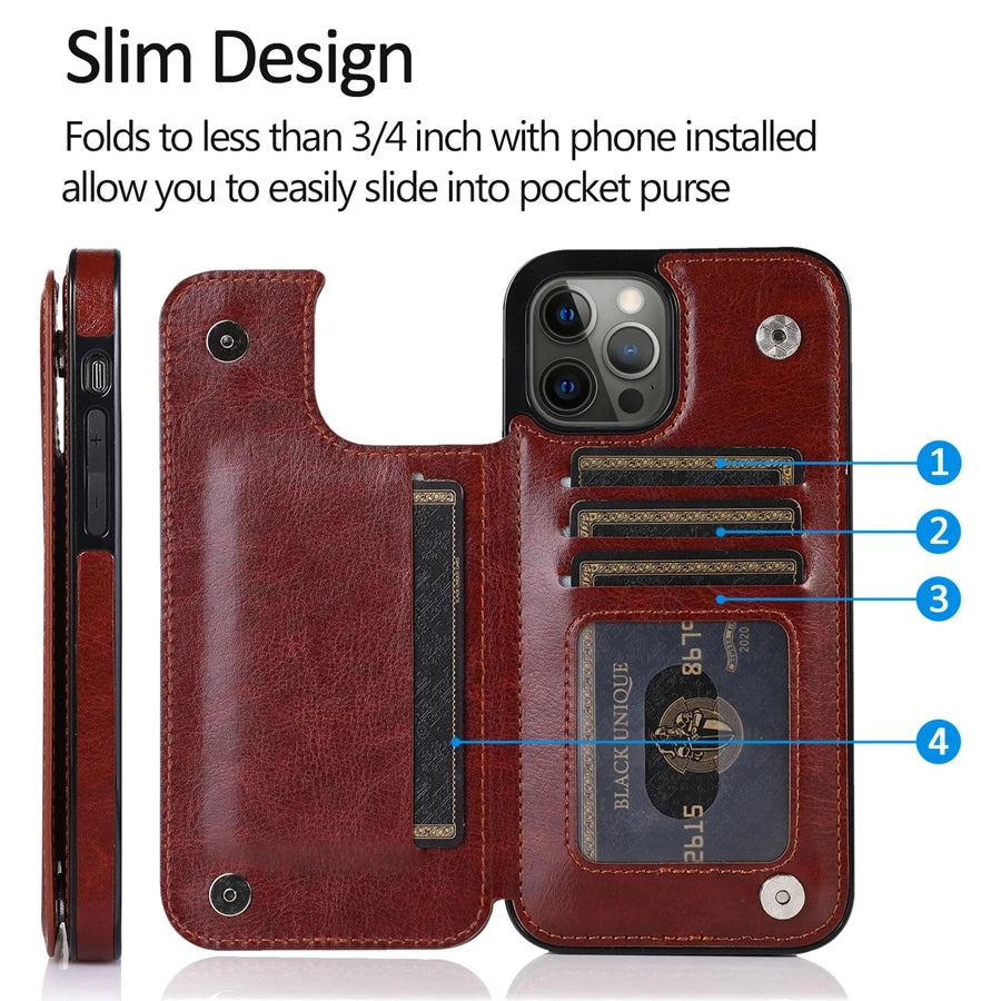 Leather Wallet Phone Case for iPhone 16e