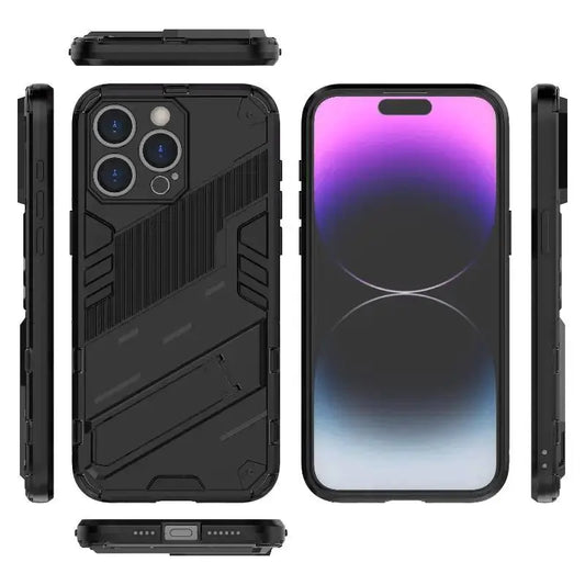 Solid Rugged Armor Shockproof Phone Case For iPhone 17 Air 11 12 13 Mini 14 Plus 15 16 17 Pro Max Holder Stand Back Cover