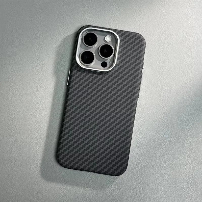 Phone Case Magsafe Luxury 3D Carbon Fiber Texture For iPhone 13 14 15 16 Pro Max Plus Wireless Charging Hard PC Shockproof Cover