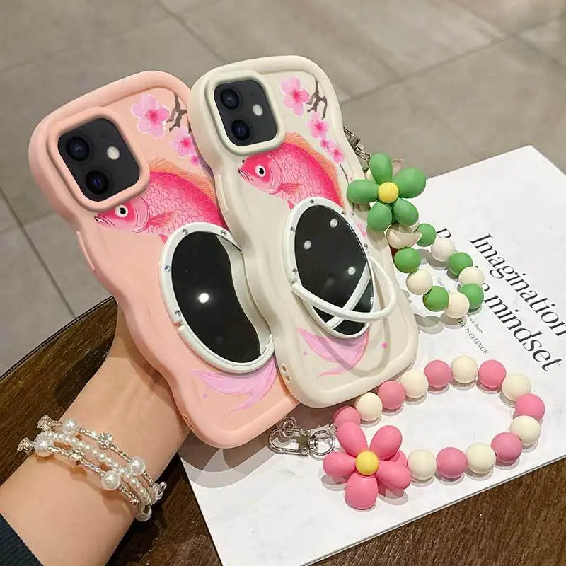 3 Pcs(Light Delicate Petals Phone Case+Lanyard+Stand)Phone Case for IPhone 11/7/7 Plus/8/8 Plus/15