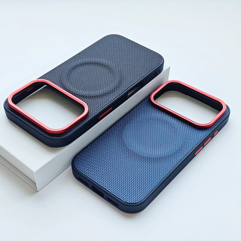 For iPhone 17 Pro Max 17 Air Case Luxury Magnetic Soft TPU+Nylon Woven Leather Back Anti-Fingerprint Cover for iPhone 17