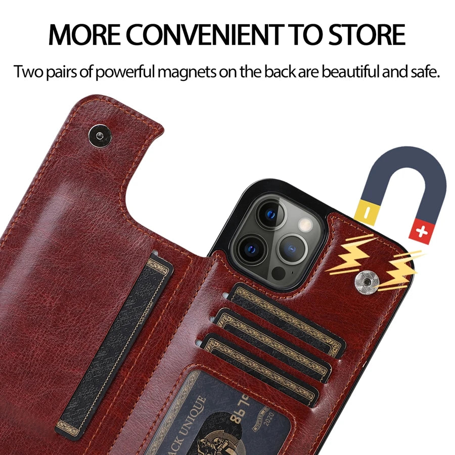 Leather Wallet Phone Case for iPhone 16e