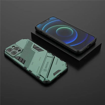 Solid Rugged Armor Shockproof Phone Case For iPhone 17 Air 11 12 13 Mini 14 Plus 15 16 17 Pro Max Holder Stand Back Cover