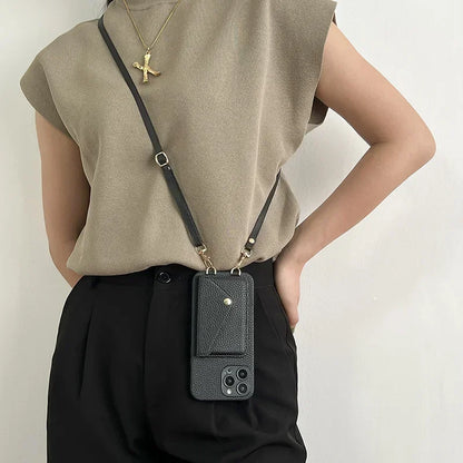 Crossbody Leather Wallet Phone Case for iPhone 17,