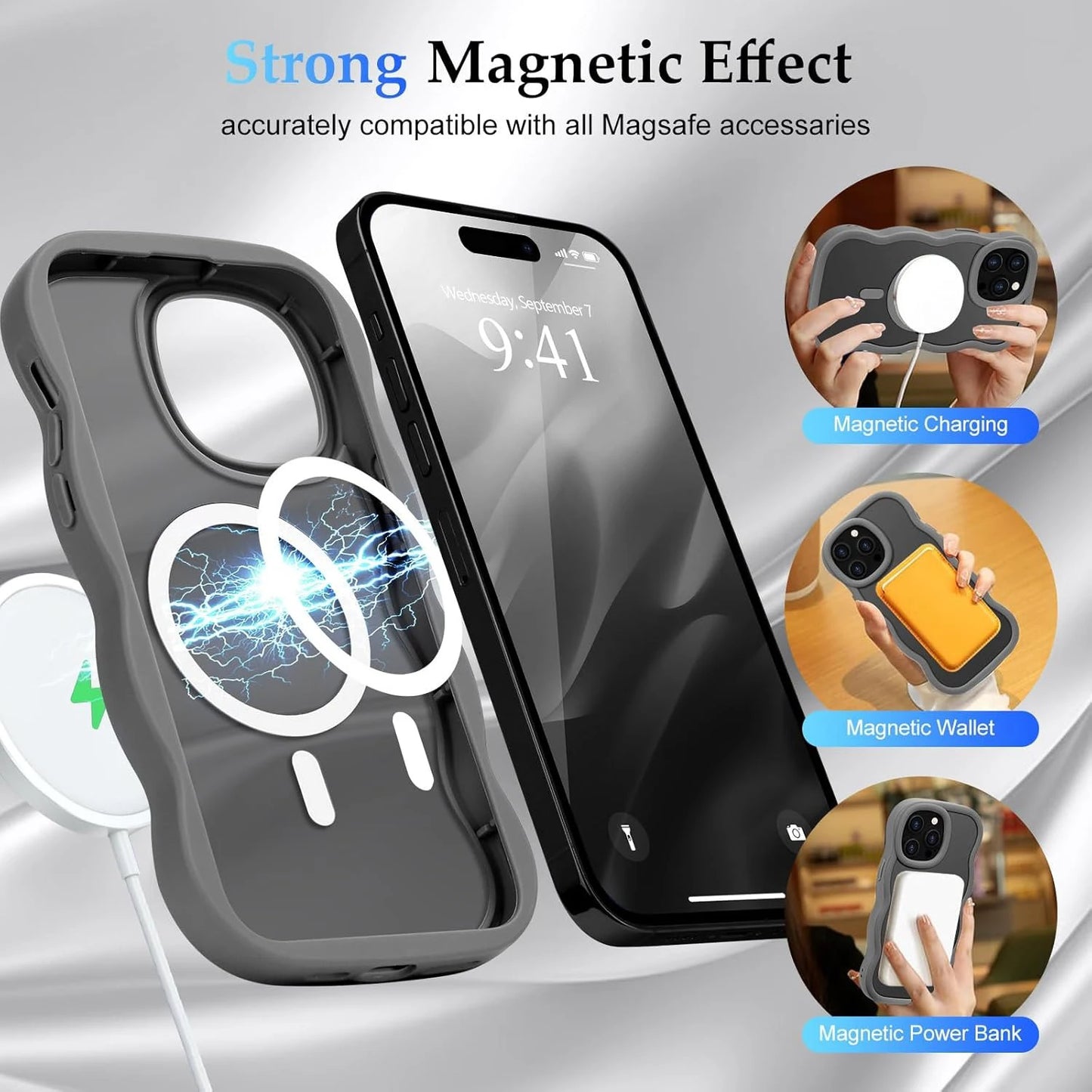 Luxury Wavy MagSafe Case for iPhone 17, 16, 15, 14, 13 & 12 Pro Max | Matte Shockproof Protective Cover