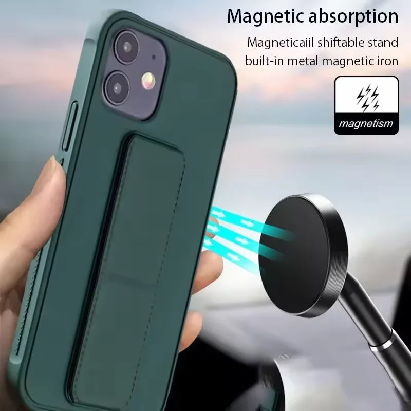 Wrist Strap Phone Case with Foldable Stand for iPhone 16, 15, 14, 13 & 12 | Shockproof Non-Slip Protective Cover