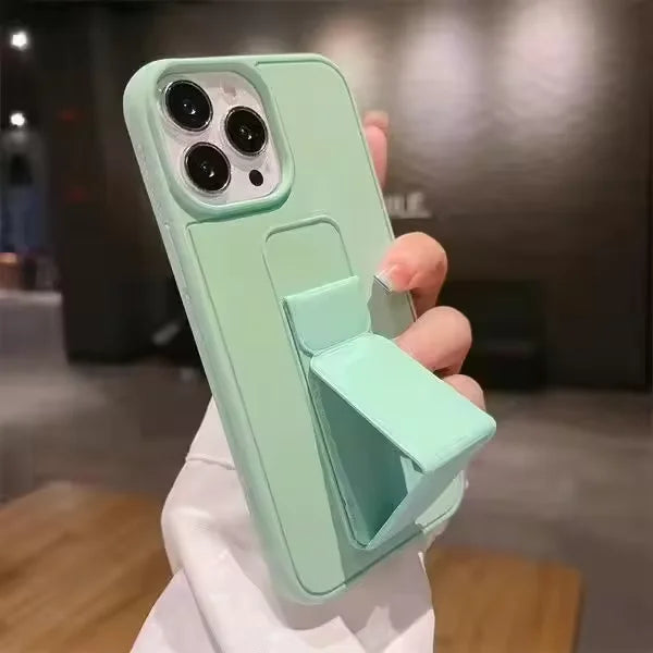 Wrist Strap Phone Case with Foldable Stand for iPhone 16, 15, 14, 13 & 12 | Shockproof Non-Slip Protective Cover