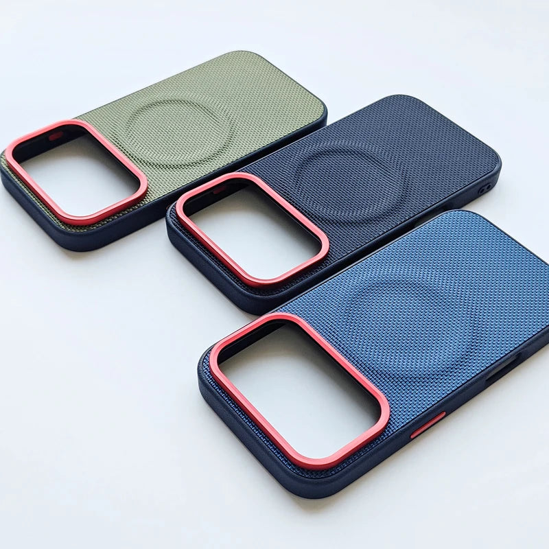 For iPhone 17 Pro Max 17 Air Case Luxury Magnetic Soft TPU+Nylon Woven Leather Back Anti-Fingerprint Cover for iPhone 17