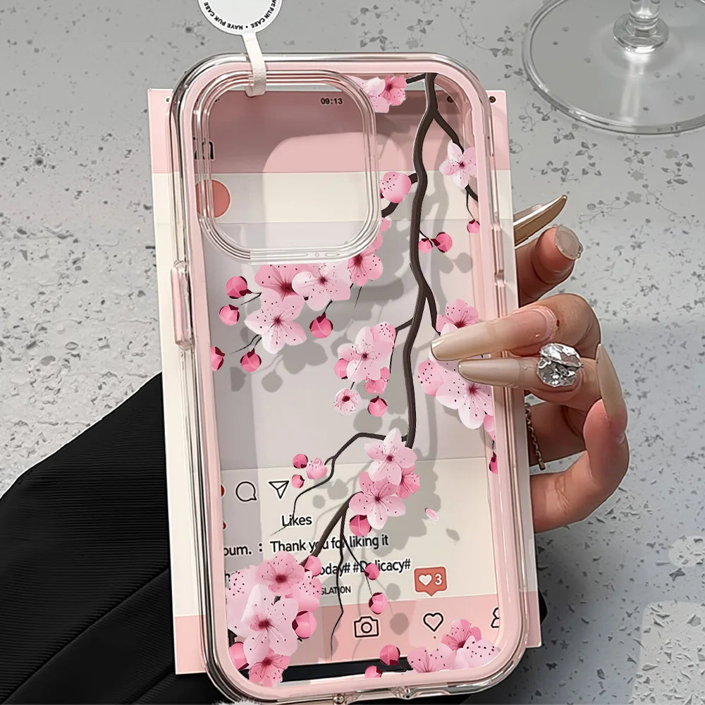 2-in-1 Candy Color Floral Phone Case for iPhone 17, 16, 15, 14, 13, 12 & 11 Pro Max | Soft TPU Clear Protective Cover