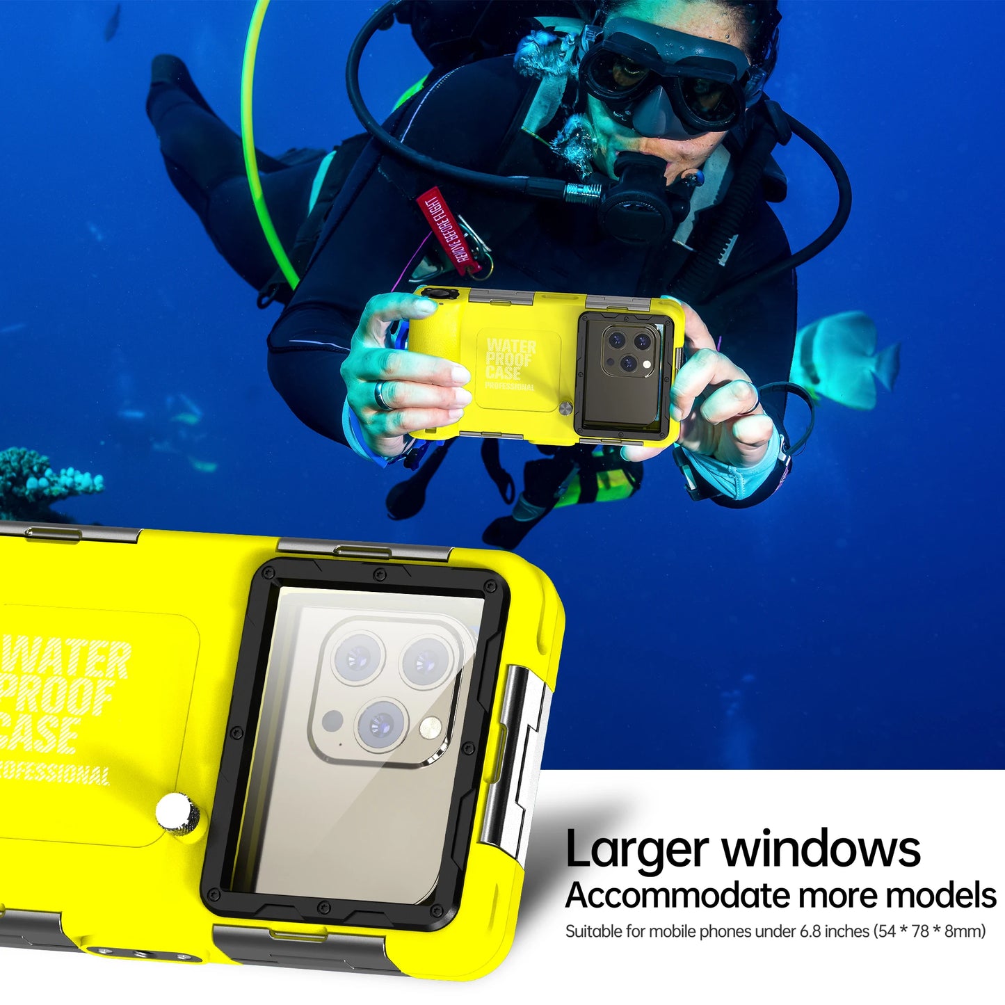 IP68 Waterproof Phone Case with Lanyard for iPhone & Android | 15M/50FT Underwater Diving Protective Pouch