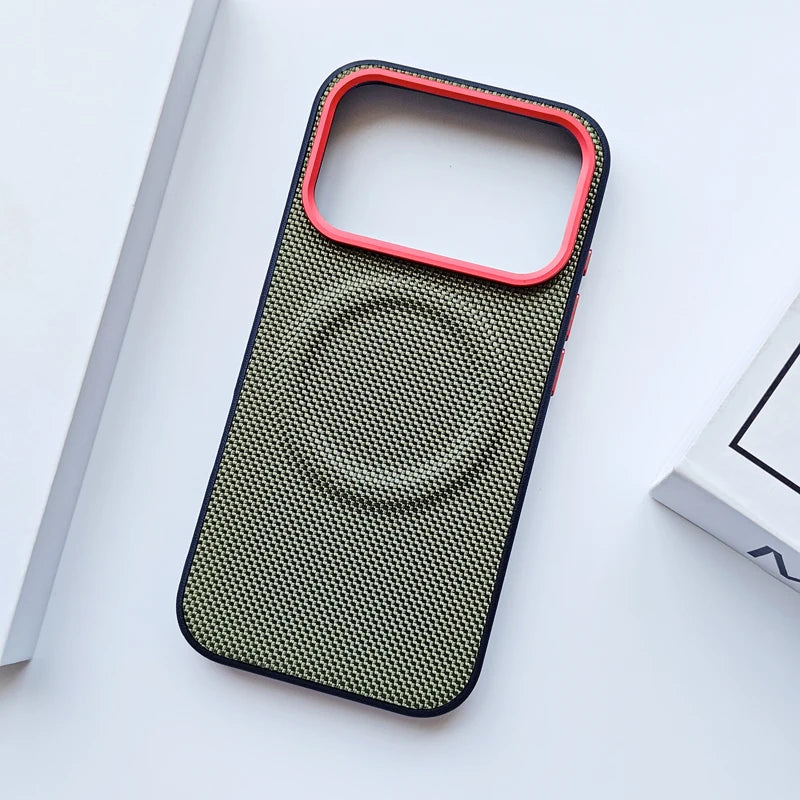 For iPhone 17 Pro Max 17 Air Case Luxury Magnetic Soft TPU+Nylon Woven Leather Back Anti-Fingerprint Cover for iPhone 17