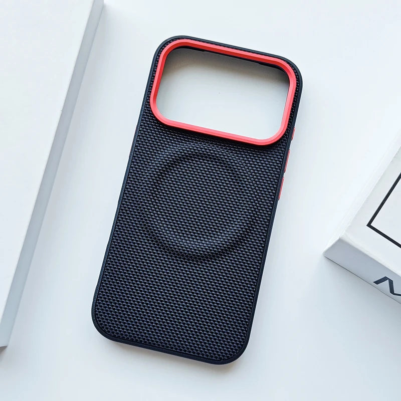 For iPhone 17 Pro Max 17 Air Case Luxury Magnetic Soft TPU+Nylon Woven Leather Back Anti-Fingerprint Cover for iPhone 17