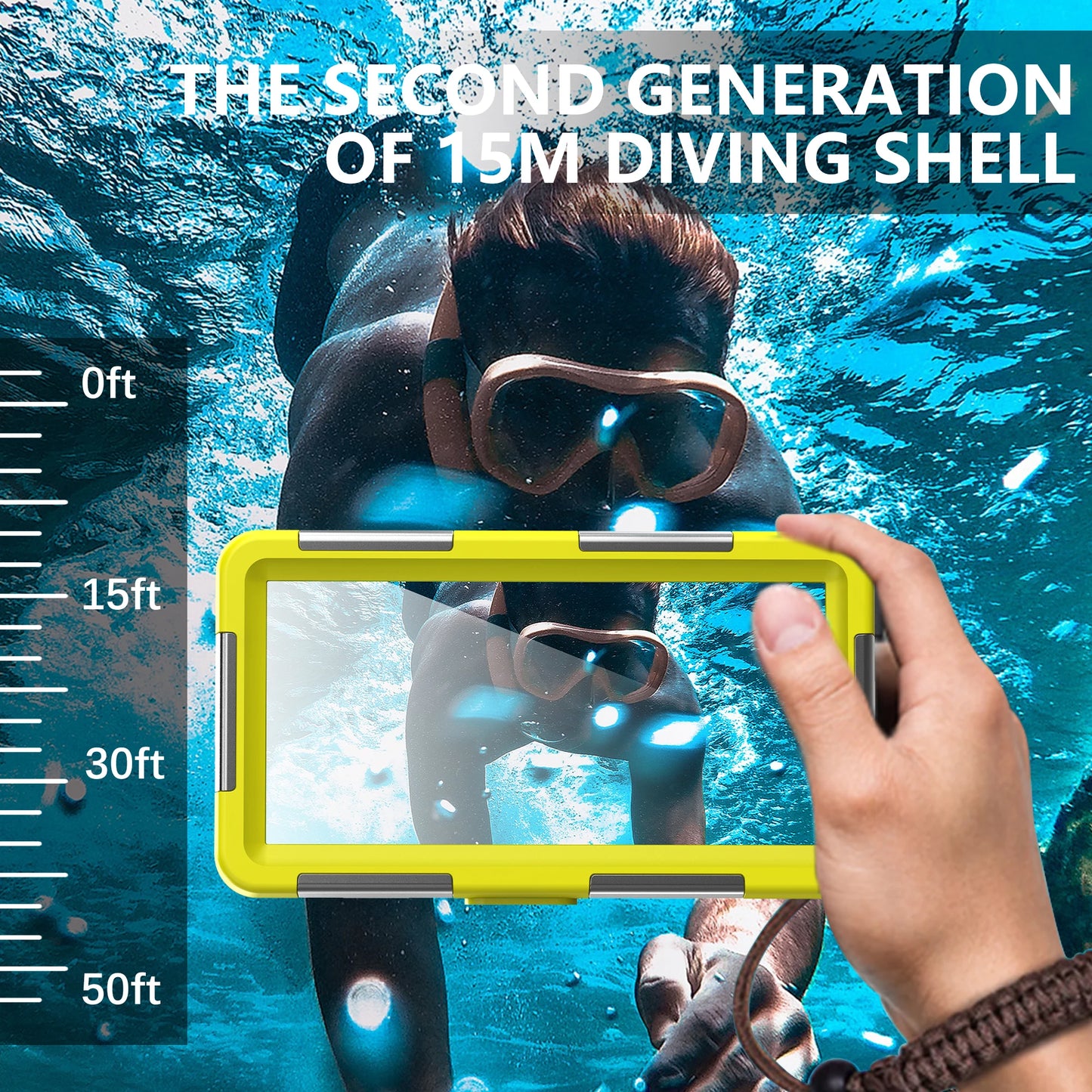 IP68 Waterproof Phone Case with Lanyard for iPhone & Android | 15M/50FT Underwater Diving Protective Pouch