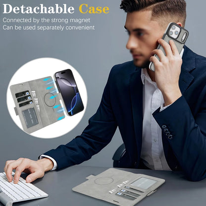 2-in-1 MagSafe Wallet Case for iPhone 17, 16, 15, 14, 13 & 12 Pro Max | Detachable Leather Card Holder Flip Cover