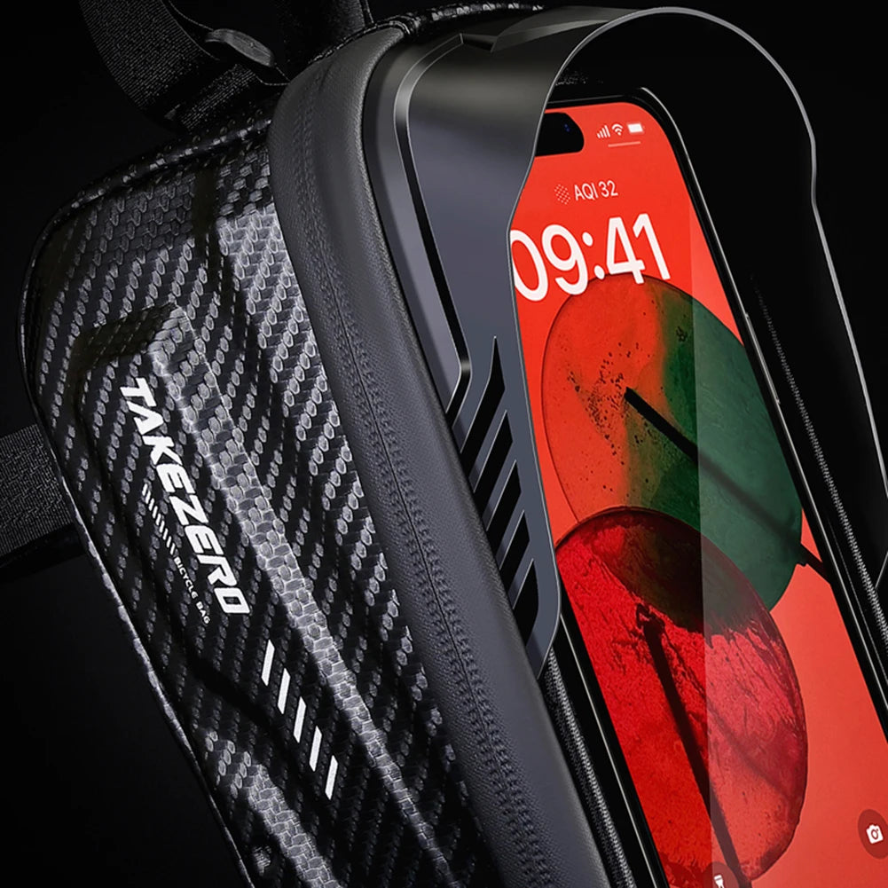 Waterproof Bike Phone Holder Bag with Touch Screen | 1L Bicycle Top Tube Frame Bag for 4.7–6.8" Smartphones