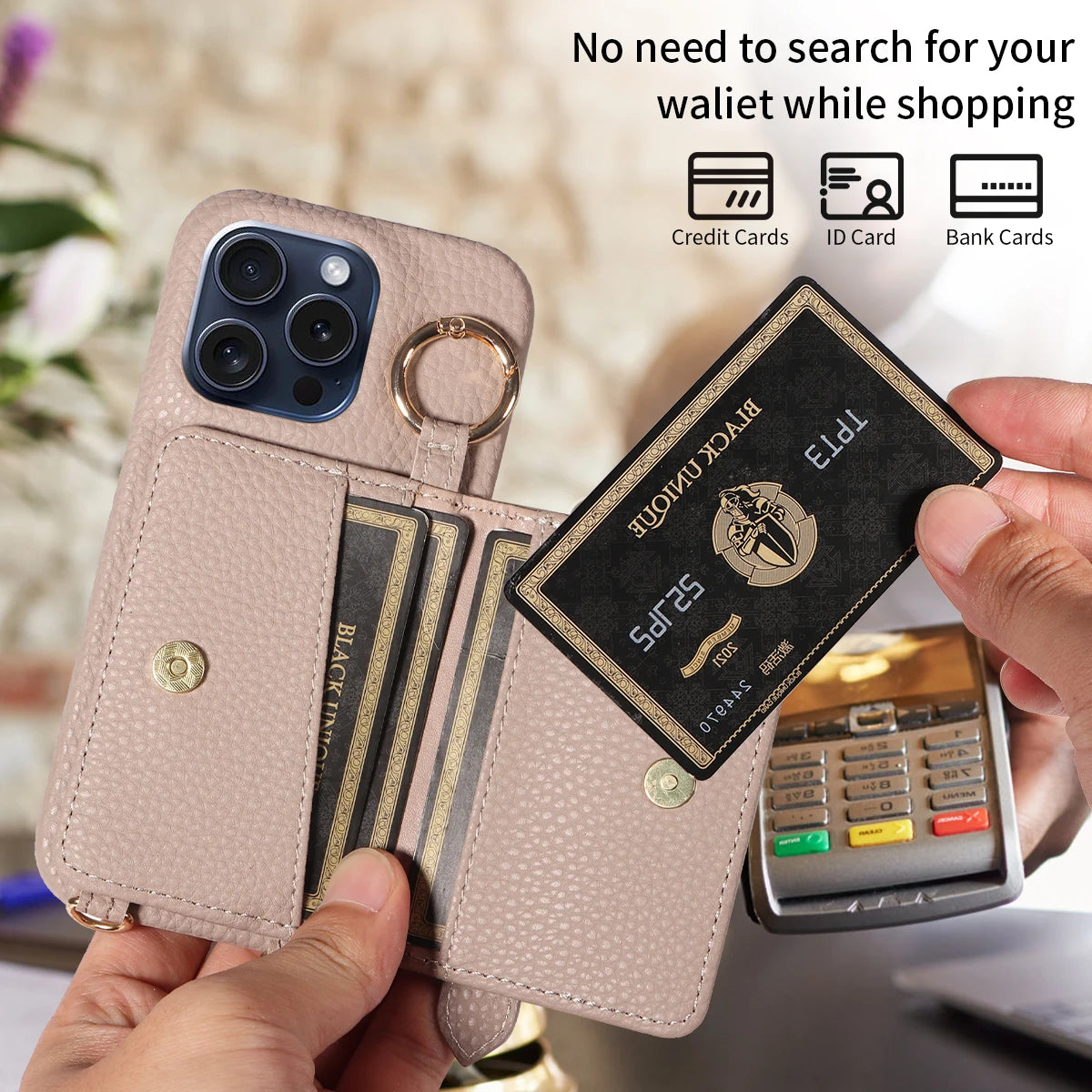 Crossbody Phone Case with Lanyard & Card Holder for iPhone 16 Pro Max, 15, 14 & 13 | Shockproof Leather-Style Cover