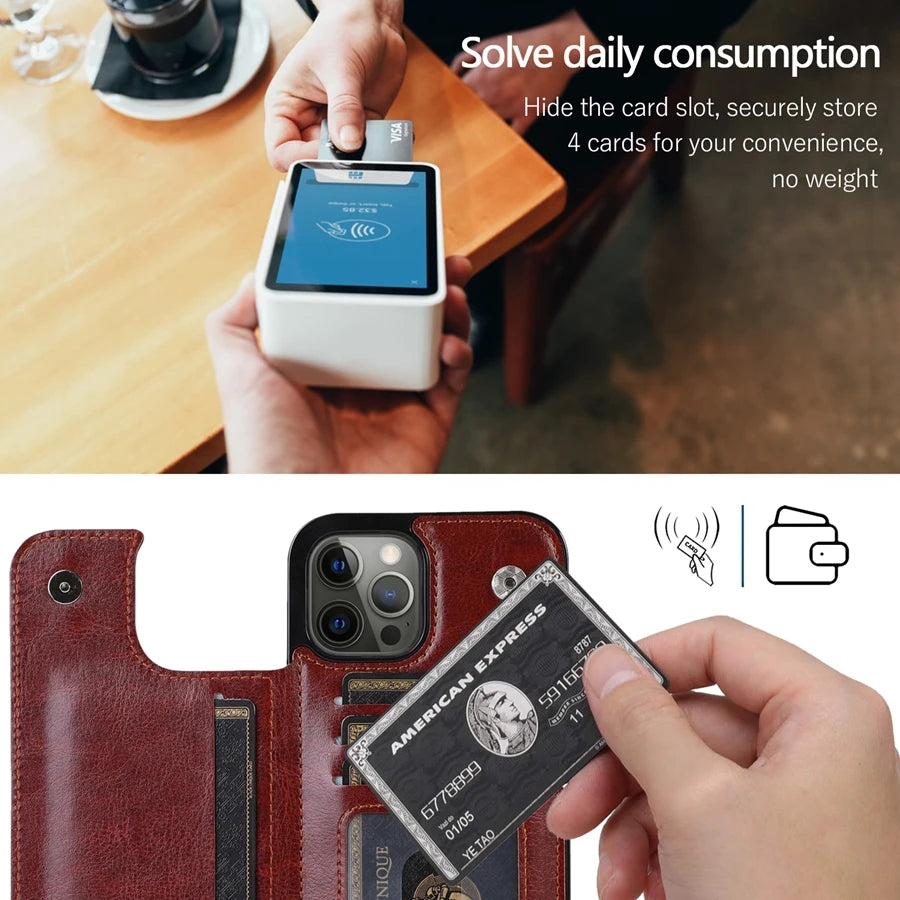 Leather Wallet Phone Case for iPhone 16e