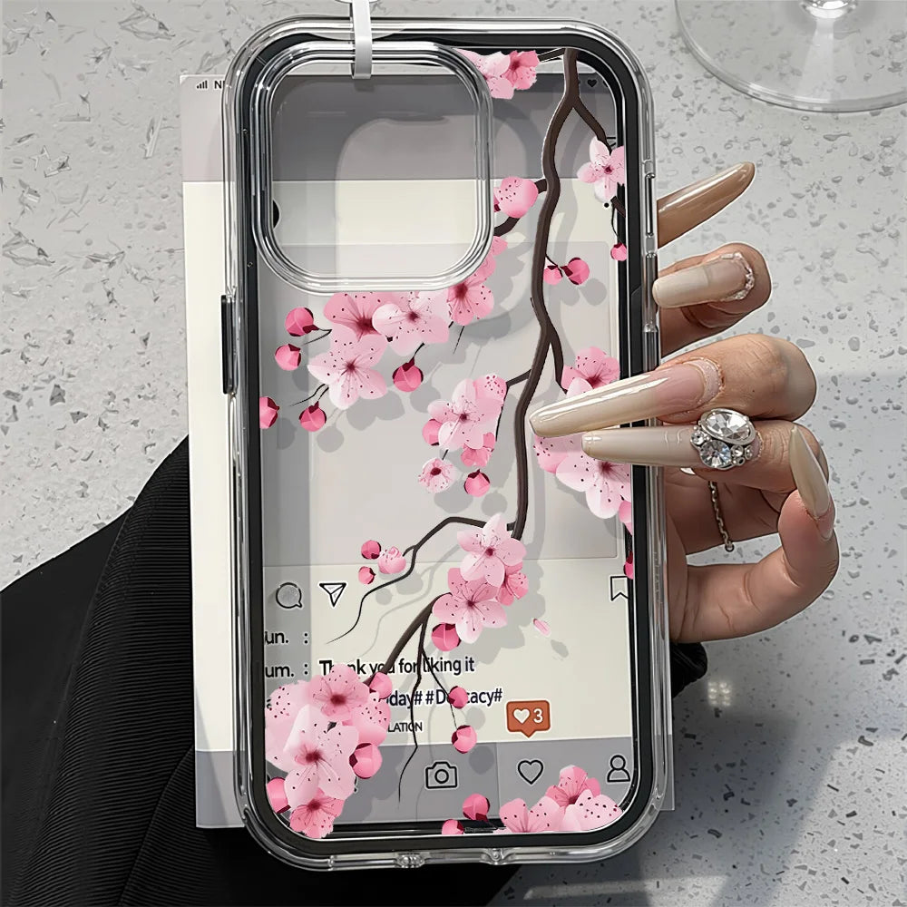 2-in-1 Candy Color Floral Phone Case for iPhone 17, 16, 15, 14, 13, 12 & 11 Pro Max | Soft TPU Clear Protective Cover