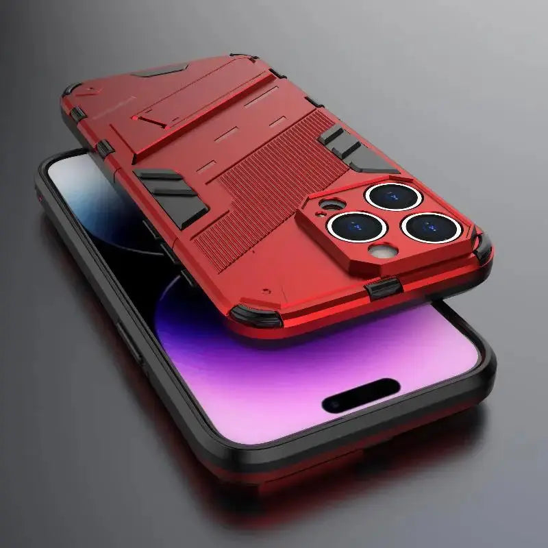 Solid Rugged Armor Shockproof Phone Case For iPhone 17 Air 11 12 13 Mini 14 Plus 15 16 17 Pro Max Holder Stand Back Cover