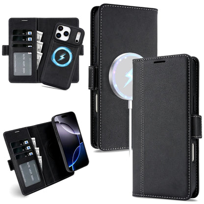 2-in-1 MagSafe Wallet Case for iPhone 17, 16, 15, 14, 13 & 12 Pro Max | Detachable Leather Card Holder Flip Cover