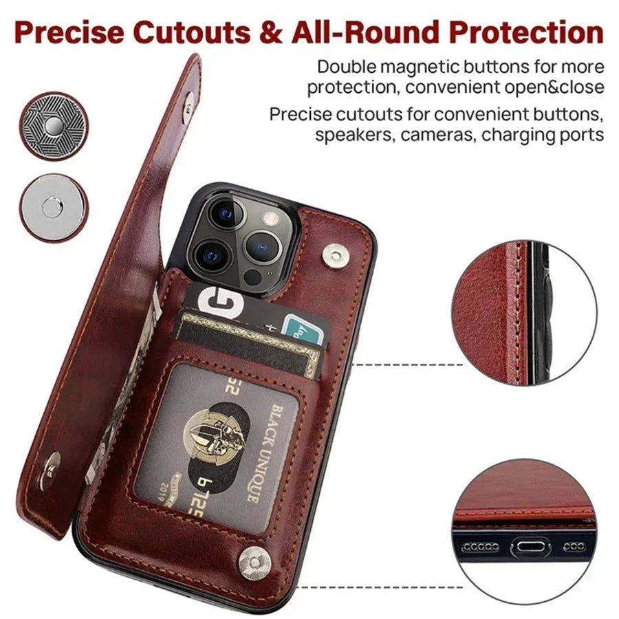 Leather Wallet Phone Case for iPhone 16e