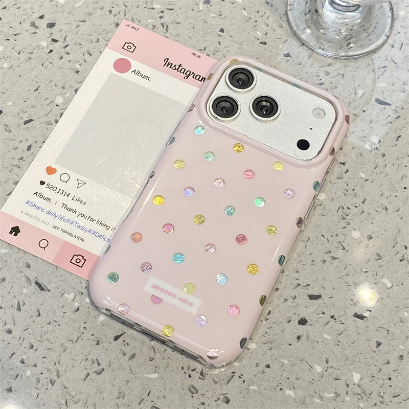 Korean Colorful Polka Dot Phone Case for iPhone 17