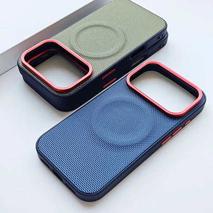 For iPhone 17 Pro Max 17 Air Case Luxury Magnetic Soft TPU+Nylon Woven Leather Back Anti-Fingerprint Cover for iPhone 17