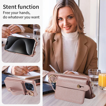 Crossbody Phone Case with Lanyard & Card Holder for iPhone 16 Pro Max, 15, 14 & 13 | Shockproof Leather-Style Cover