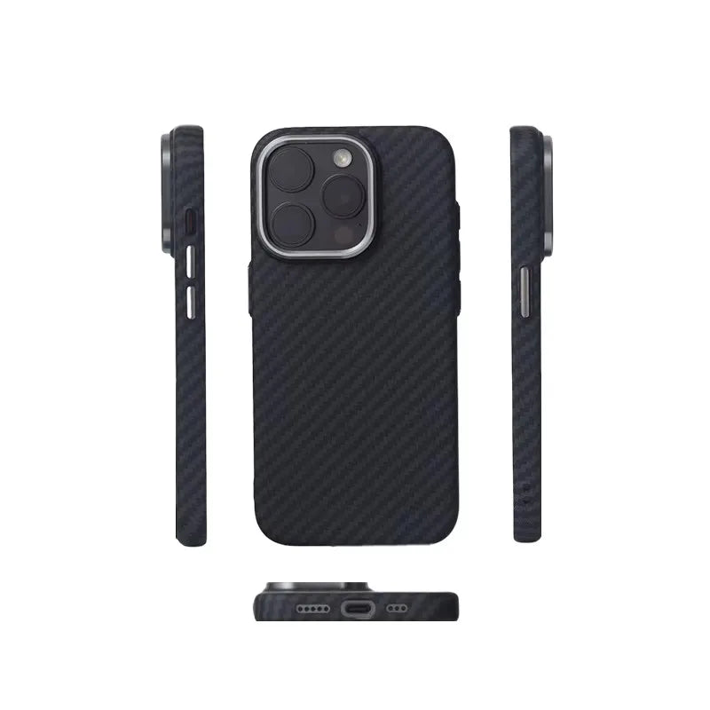 Phone Case Magsafe Luxury 3D Carbon Fiber Texture For iPhone 13 14 15 16 Pro Max Plus Wireless Charging Hard PC Shockproof Cover