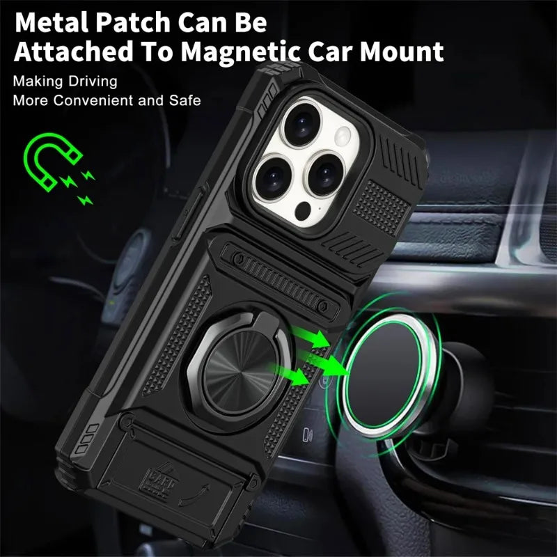 Magnetic Wallet Phone Case for iPhone 16, 
