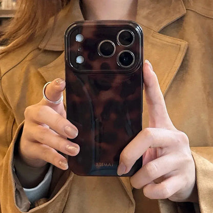 Retro Leopard Print Phone Case for iPhone 17, 16, 15, 14, 13, 12 & 11 Pro Max | Shockproof Silicone Protective Cover