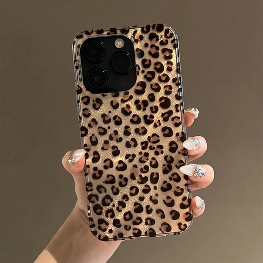 Cute Leopard Print Clear Phone Case for iPhone 17, 16, 15, 14, 13, 12 & 11 Pro Max | Shockproof Silicone Protective Cover