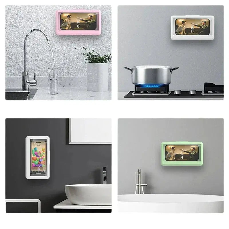 Waterproof Shower Phone Holder with Touch Screen | Self-Adhesive Wall Mount Bathroom Phone Case