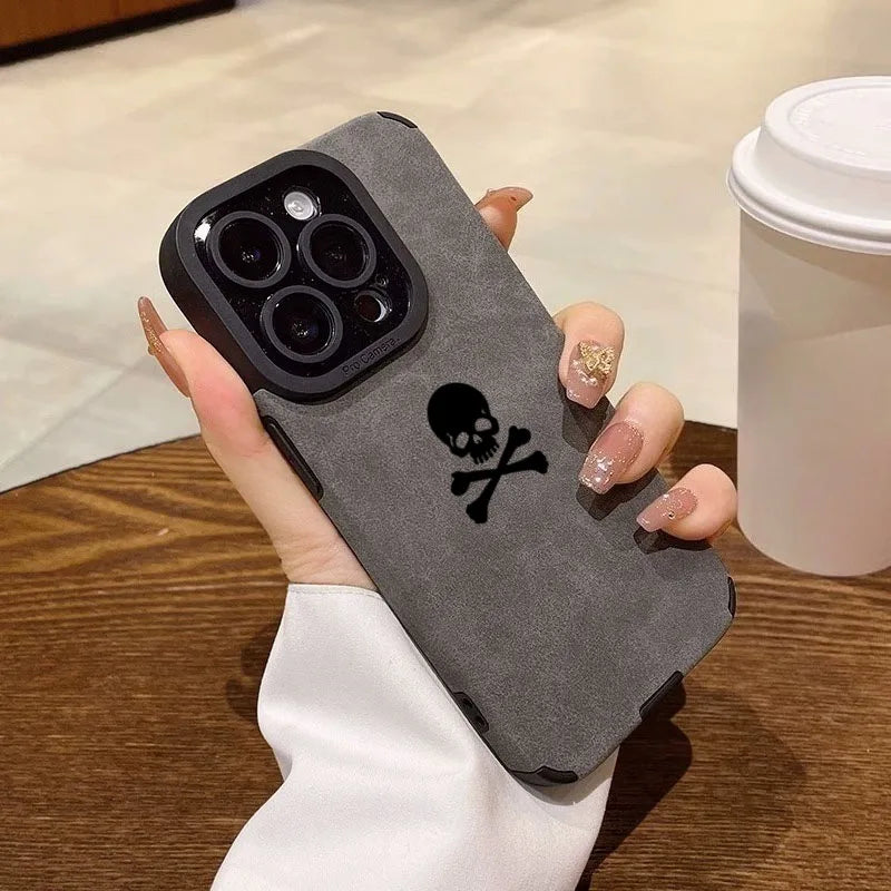 Matte Black Skull Phone Case for iPhone 17