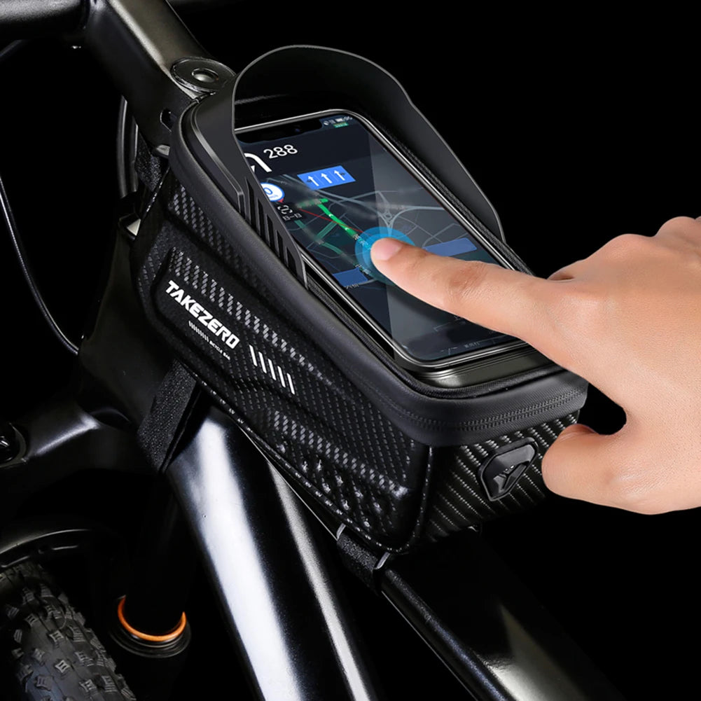 Waterproof Bike Phone Holder Bag with Touch Screen | 1L Bicycle Top Tube Frame Bag for 4.7–6.8" Smartphones