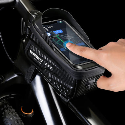 Waterproof Bike Phone Holder Bag with Touch Screen | 1L Bicycle Top Tube Frame Bag for 4.7–6.8" Smartphones