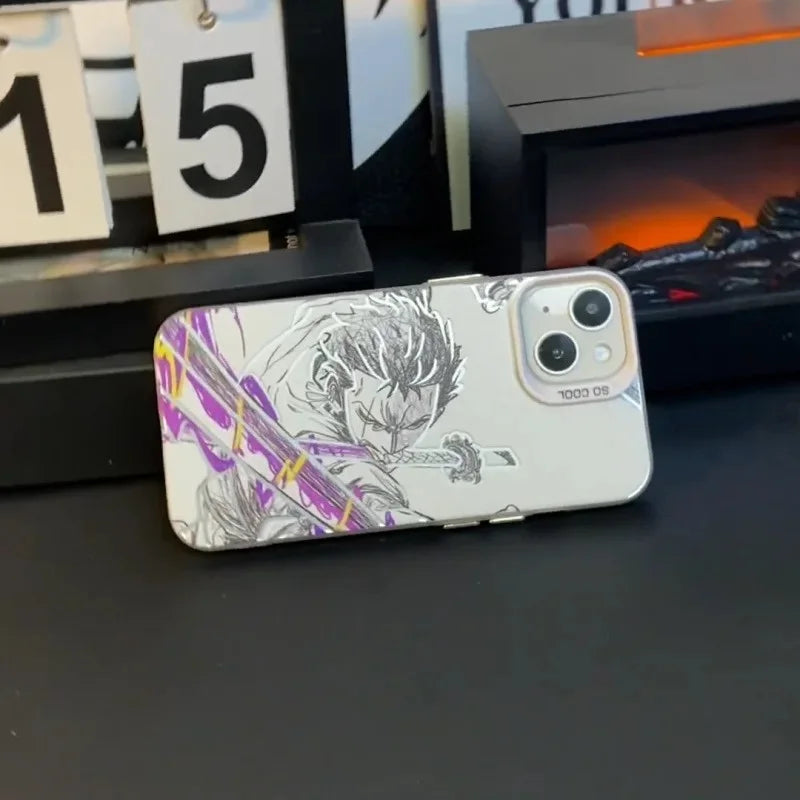 Roronoa Zoro Anime Phone Case for iPhone 17, 16, 15, 14, 13, 12 & 11 Pro Max | One Piece Shockproof Protective Cover