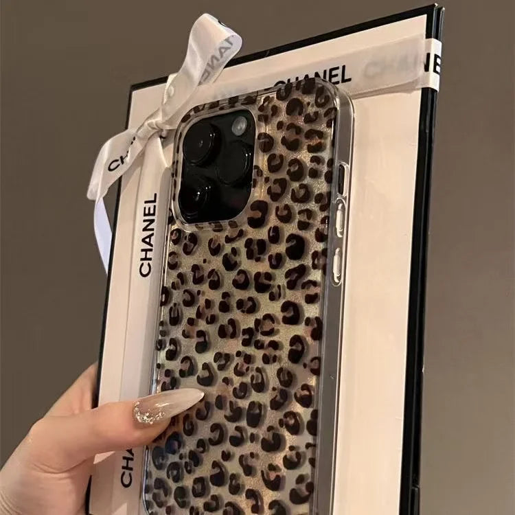 Cute Leopard Print Clear Phone Case for iPhone 17, 16, 15, 14, 13, 12 & 11 Pro Max | Shockproof Silicone Protective Cover