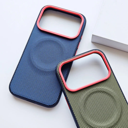 For iPhone 17 Pro Max 17 Air Case Luxury Magnetic Soft TPU+Nylon Woven Leather Back Anti-Fingerprint Cover for iPhone 17