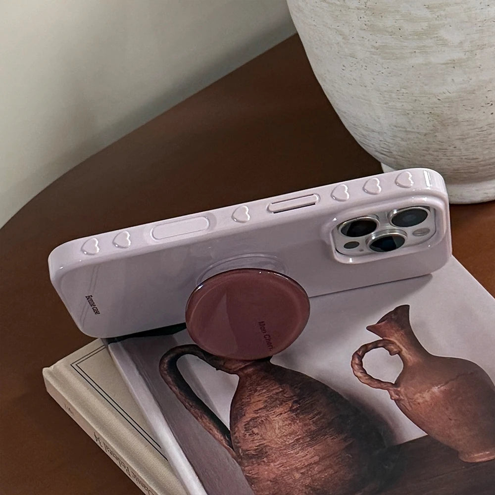 Cute Purple Phone Case with Stand for iPhone 17, 16, 15, 14 & 13 Pro Max | Shockproof Soft Protective Cover