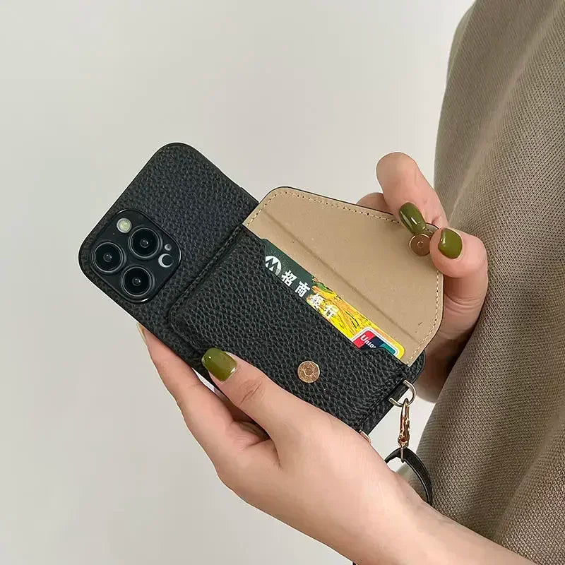 Crossbody Leather Wallet Phone Case for iPhone 17,