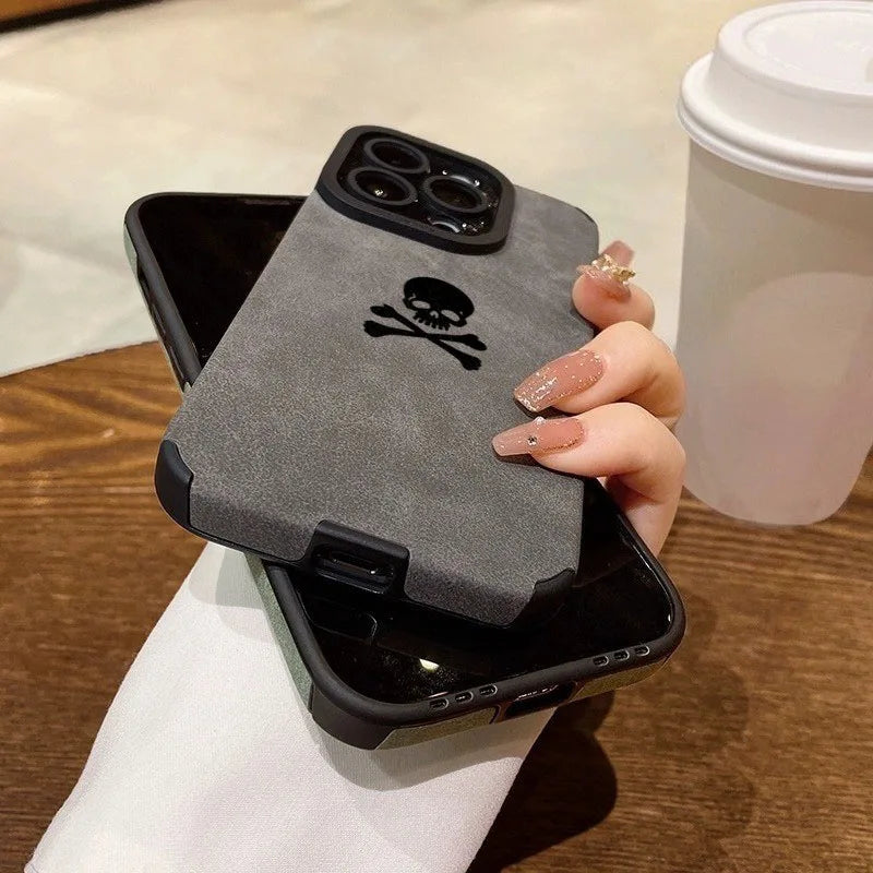 Matte Black Skull Phone Case for iPhone 17