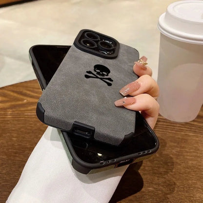 Matte Black Skull Phone Case for iPhone 17