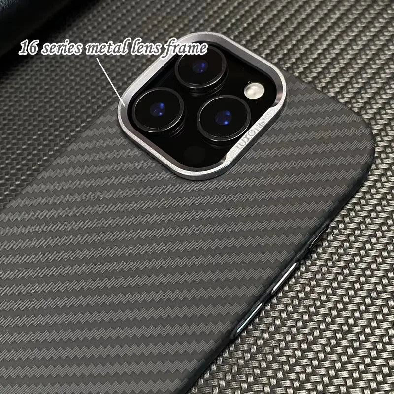 Phone Case Magsafe Luxury 3D Carbon Fiber Texture For iPhone 13 14 15 16 Pro Max Plus Wireless Charging Hard PC Shockproof Cover