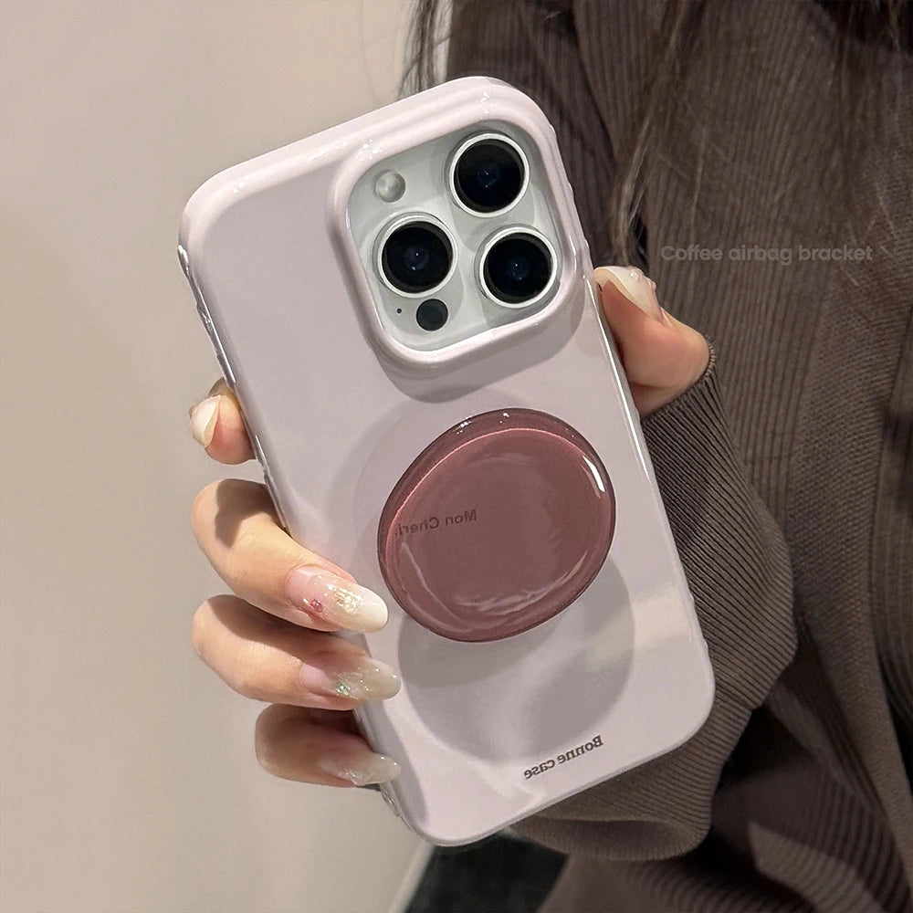 Cute Purple Phone Case with Stand for iPhone 17, 16, 15, 14 & 13 Pro Max | Shockproof Soft Protective Cover